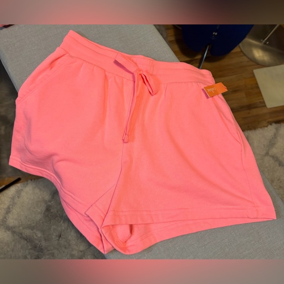 Colsie Sweat Pants And Shorts Set Lounge Sleep Wear Pajama Bright Coral New - Picture 2 of 6